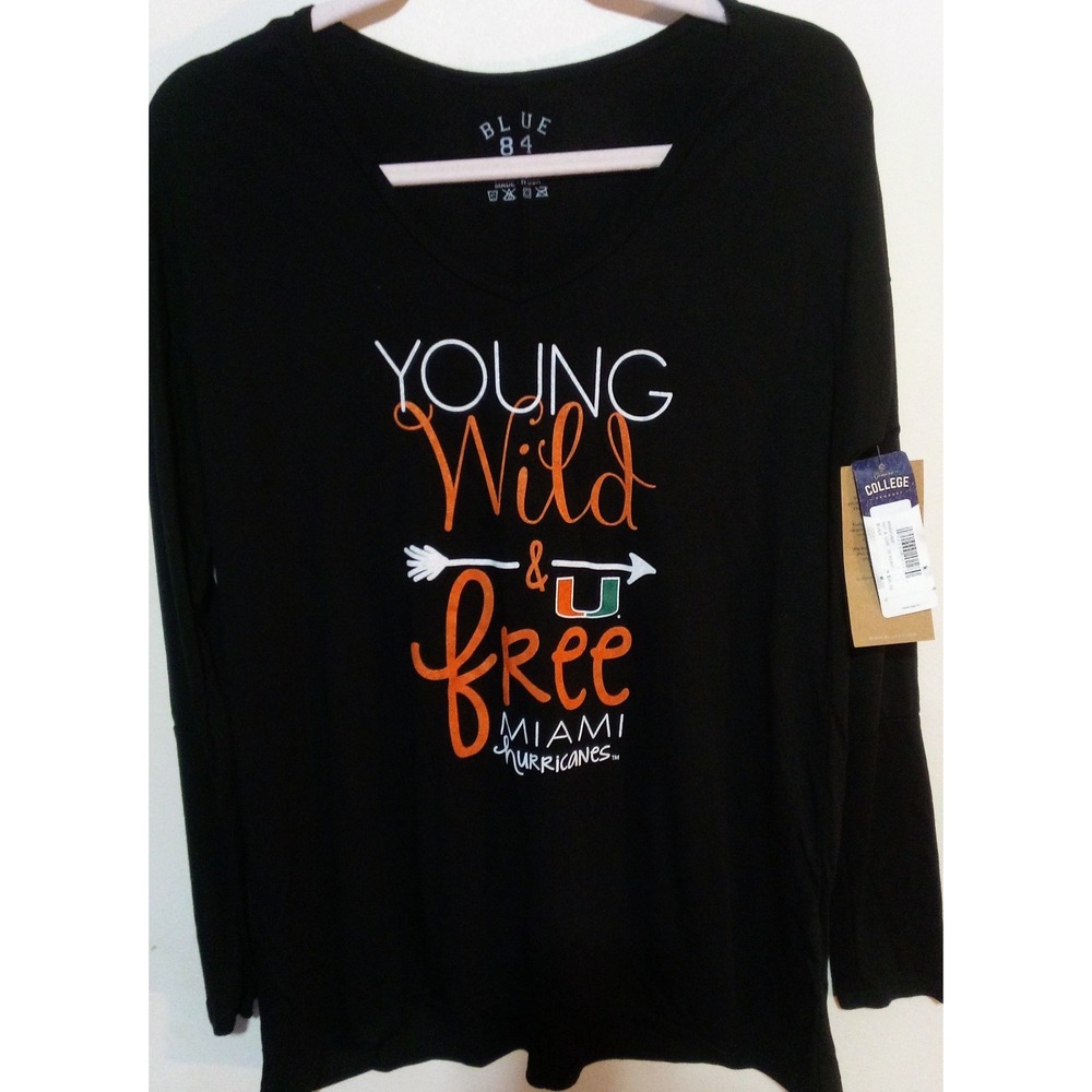 NEW Young Wild & Free NCAA Miami Hurricanes Women's Longsleeve Top, Medium
